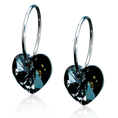 Blomdahl Heart Black Diamond Titanium øreringe Med Swarovski Krystaller