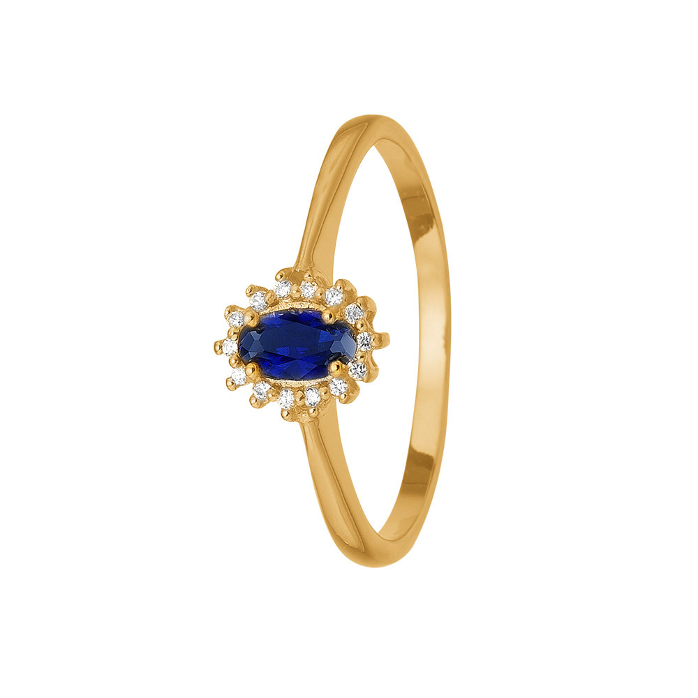 8 Kt Aagaard Ring Med Safir Og Diamanter - 1800-g8-15 8 Ktsafir16 Dia    54