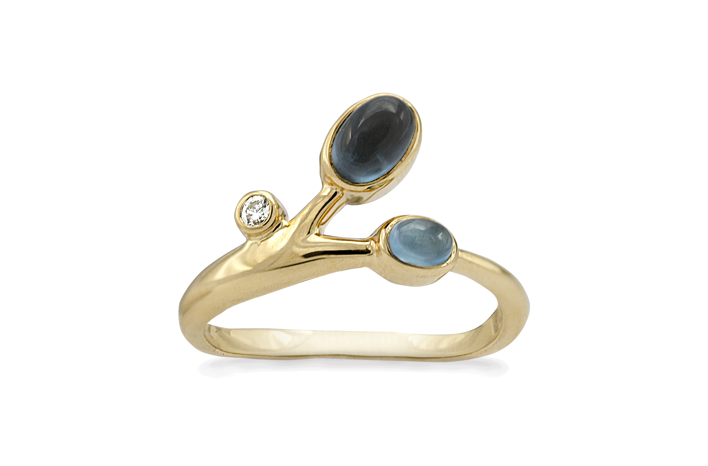 Rabinovich Wave Ring I 14 Karat Guld Med Topas Og Diamant 003 Carat Csi